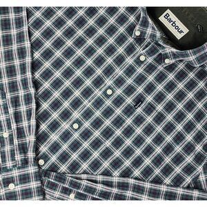 Barbour Dalton Plaid Button Up Soft Flannel Collared Shirt Men's Size Large‎ EUC